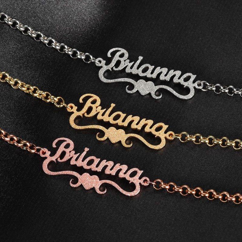 Heart Personalized Custom Gold Plated Name Bracelet-silviax