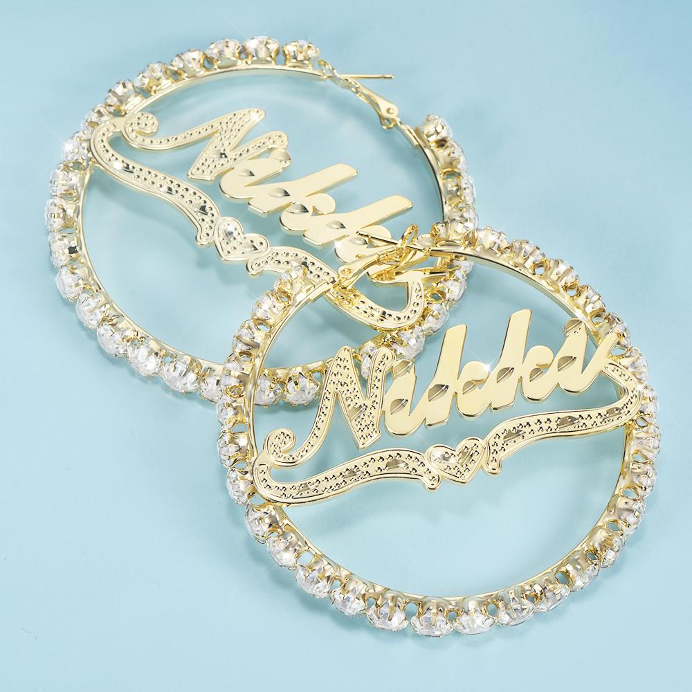 Gold Plated Personalized Hoop Name Earrings