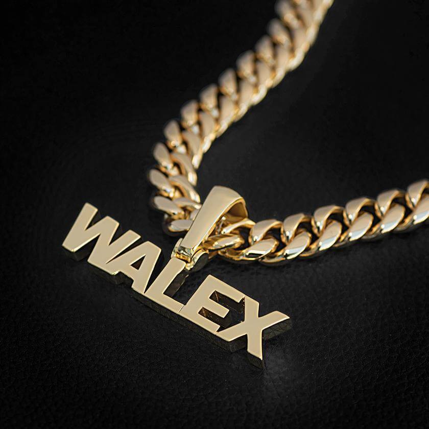 Capital Letter Nameplate Pendant Personalized Custom Name Necklace  6mm Cuban Chain-silviax