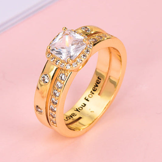 Personalized Engraved Princess Cut CZ Wedding Engagement Ring-silviax