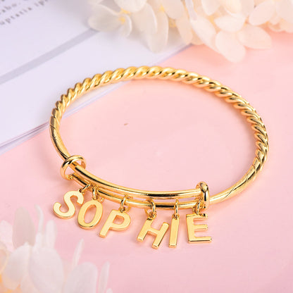 Expandable Wire Bangle Bracelet Personalized Name Bracelet-silviax