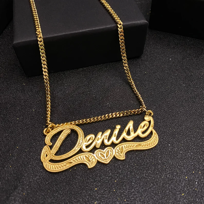 Personalized Nameplate Pendant Gold Plated Name Necklace with Heart-silviax