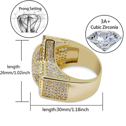 Star Gold Plated Ring Hip Hop Punky Rappers Jewelry for Men-silviax