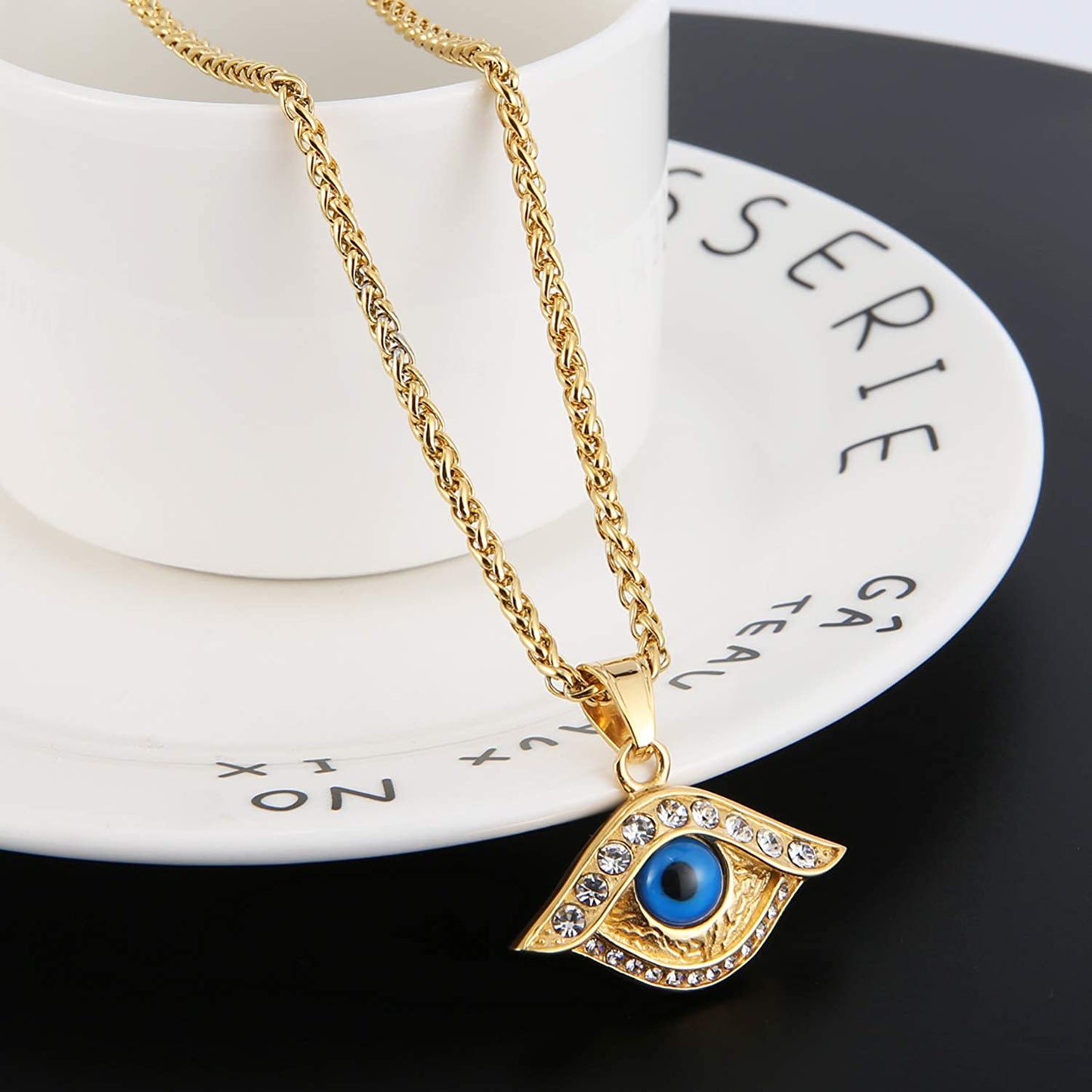 Death Eye Pendant Gold Plated Necklace