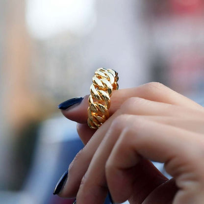 10mm Cuban Gold Plated Ring-silviax