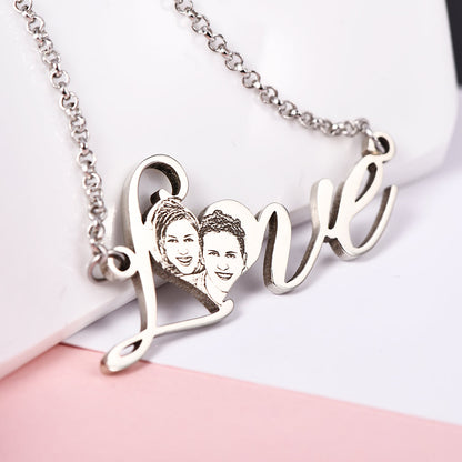 Love Engraved Photo Pendant Personalized Custom Photo Necklace-silviax