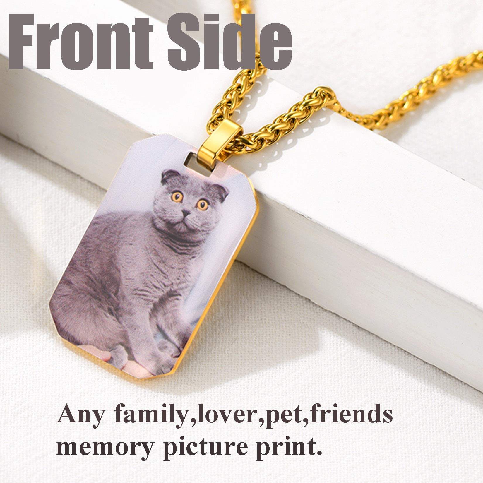 Square Pendant Photo Engraving Personalized Custom Gold Plated Photo Necklace-silviax