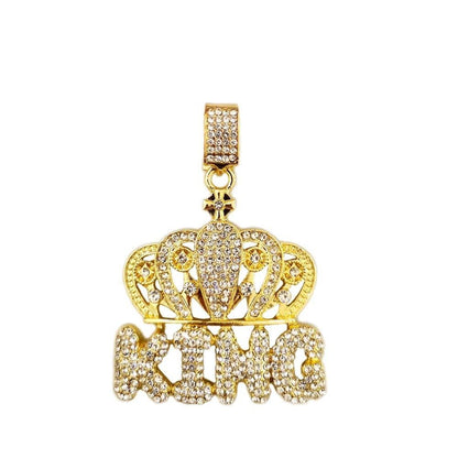 Crown King Pendant Hip Hop Style Necklace Gold Plated Jewelry Gift