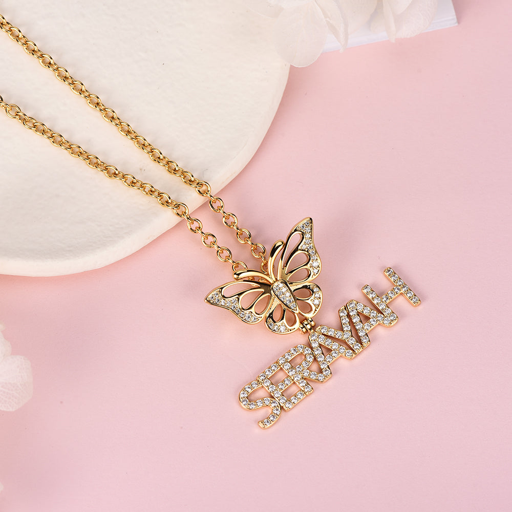 Butterfly Gold Plated Personalized Name Necklace-silviax