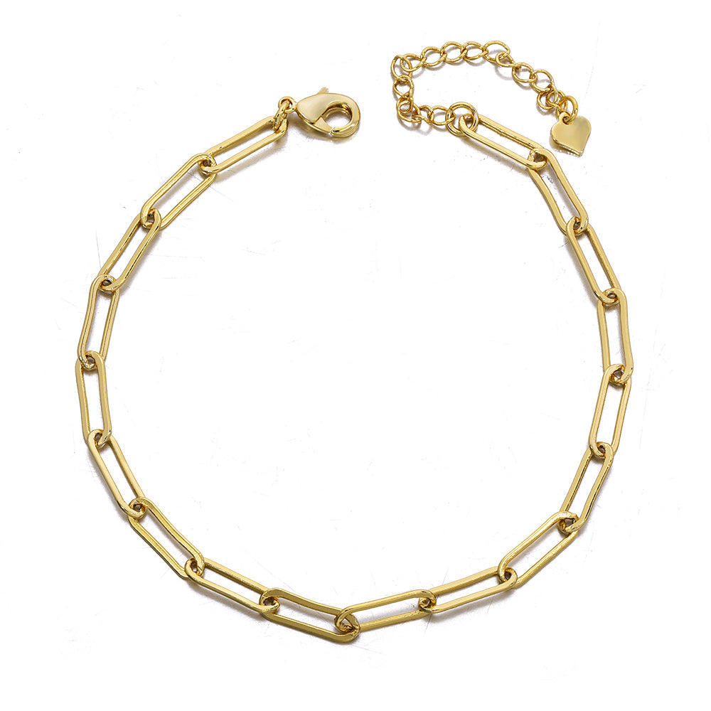 6mm Paper Clip Chain Gold Plated Bracelets-silviax