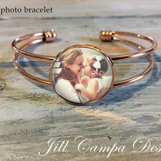 Cuff Photo Rose Gold Bracelet Personalized Custom Photo Bracelet-silviax