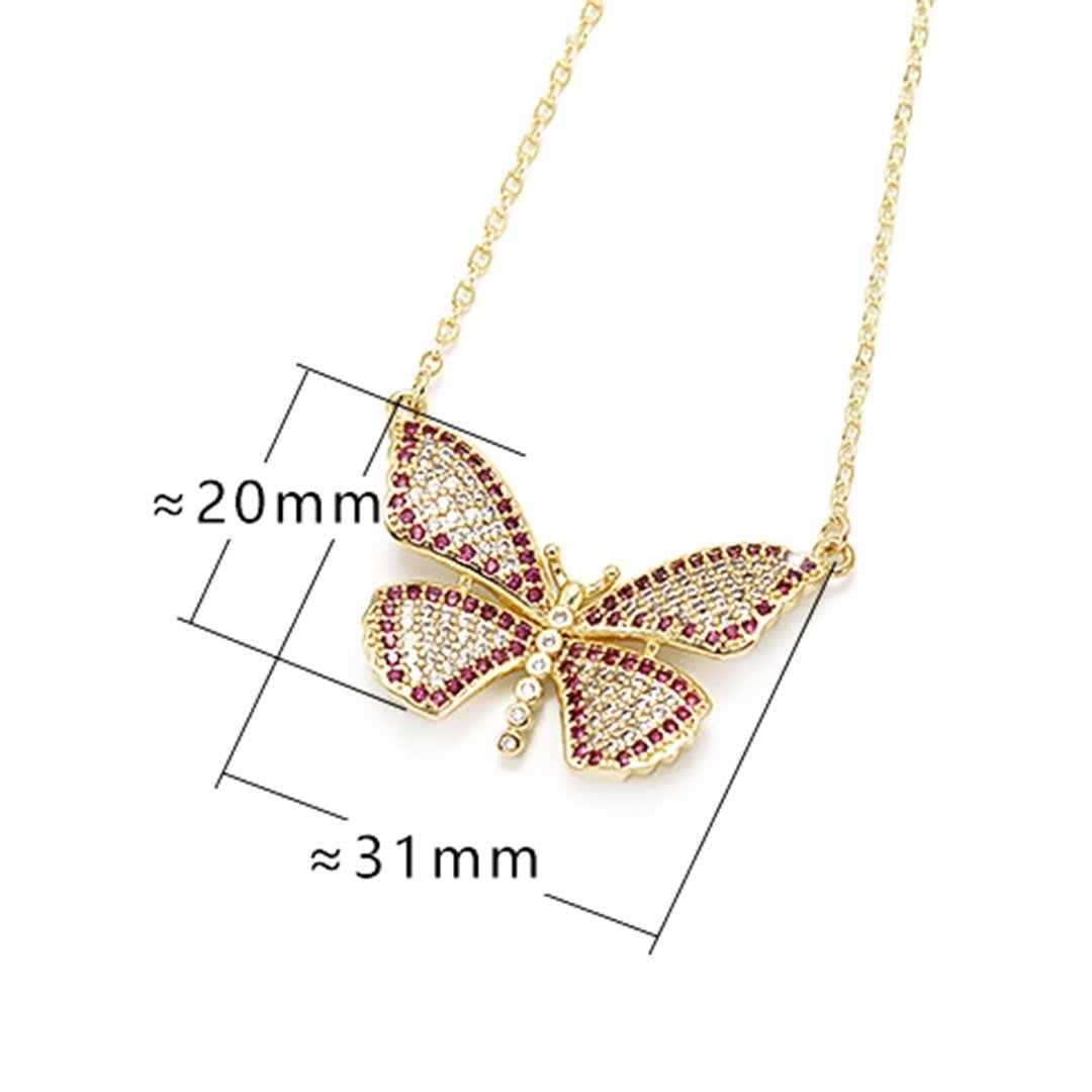 Gold-plated Zircon Butterfly Necklace