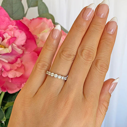 Eternity Round Cut Simulated Diamond Women's Wedding Band In Sterling Silver-Maxinejewelry