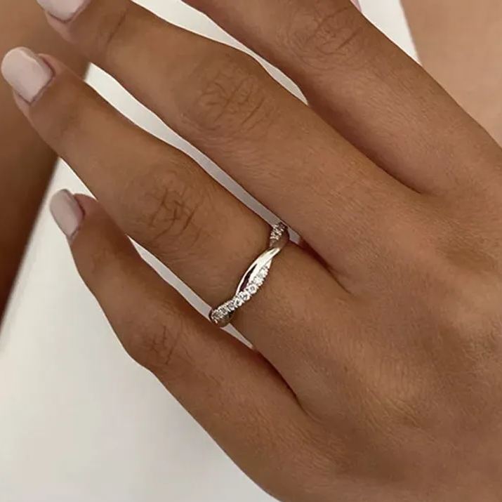 Twist Eternity Wedding Band for Women In Sterling Silver-Maxinejewelry