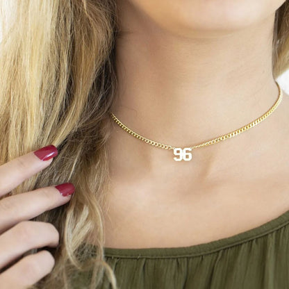 Birth Year Personalized Custom Old English Number Necklace -silviax