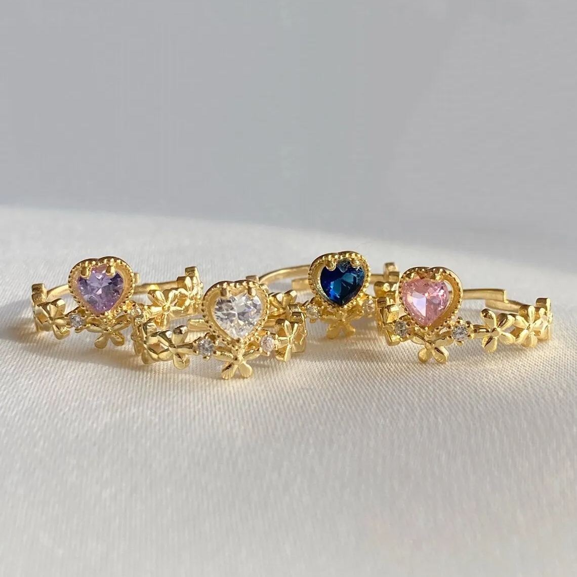 Stunning Heart Ring Personalized Birthstone Ring