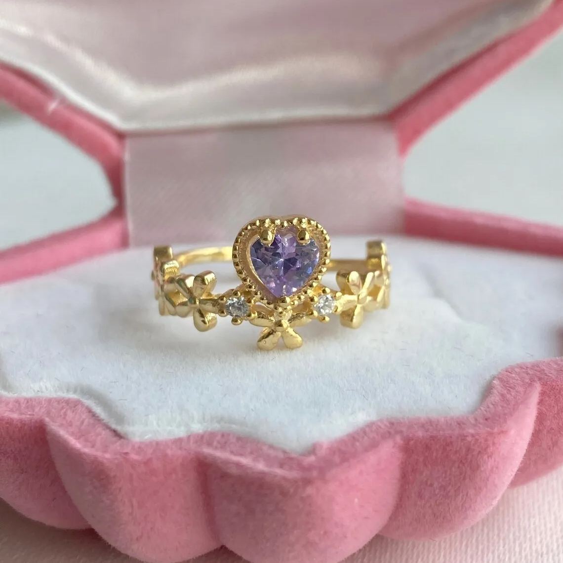 Stunning Heart Ring Personalized Birthstone Ring