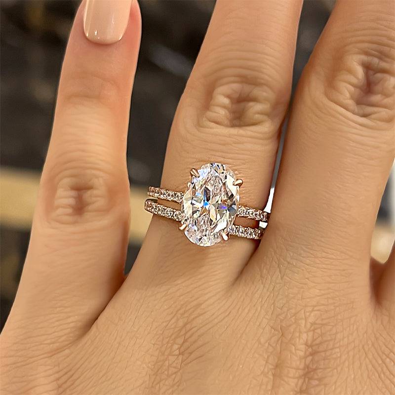 Classic Created White Sapphire Oval Cut Wedding Ring Set