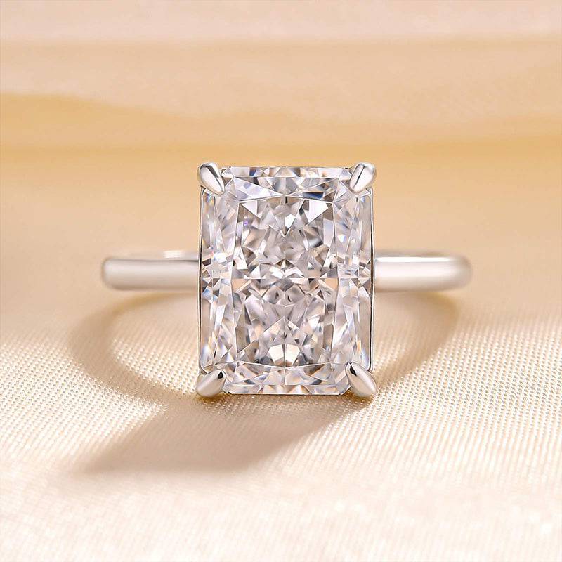 Classic Yellow Gold Radiant Cut Simulated Diamond Engagement Ring For Women