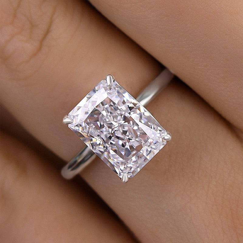 Classic Yellow Gold Radiant Cut Simulated Diamond Engagement Ring For Women