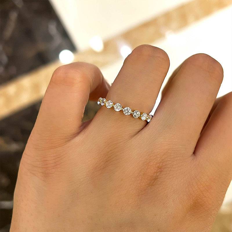 Sterling Silver Eternity Round Cut Women's Stackable Wedding Band