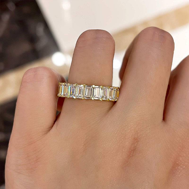 Eternity Emerald Cut Simulated Diamonds Women's Wedding Band