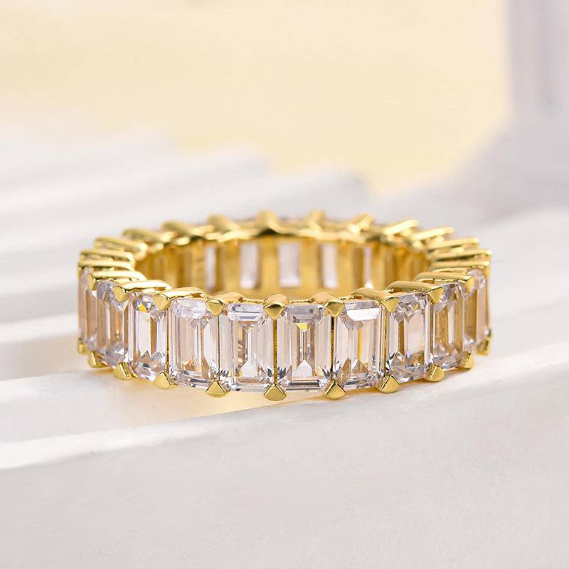 Eternity Emerald Cut Simulated Diamonds Women's Wedding Band