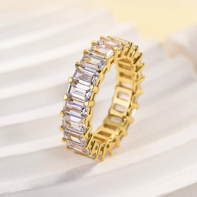 Eternity Emerald Cut Simulated Diamonds Women's Wedding Band