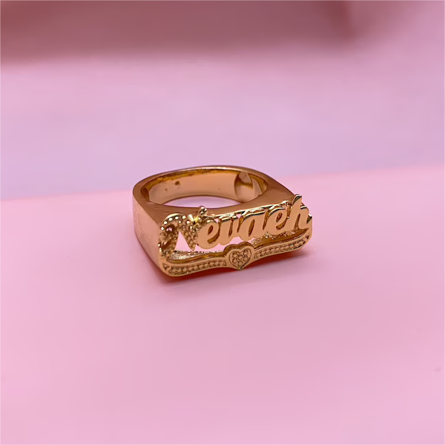 Heart Name Plate Personalized Custom Gold Plated Name Ring-silviax