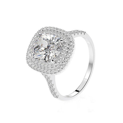 Double Halo Cushion Cut 2 Carat Engagement Ring In White Gold-Maxinejewelry